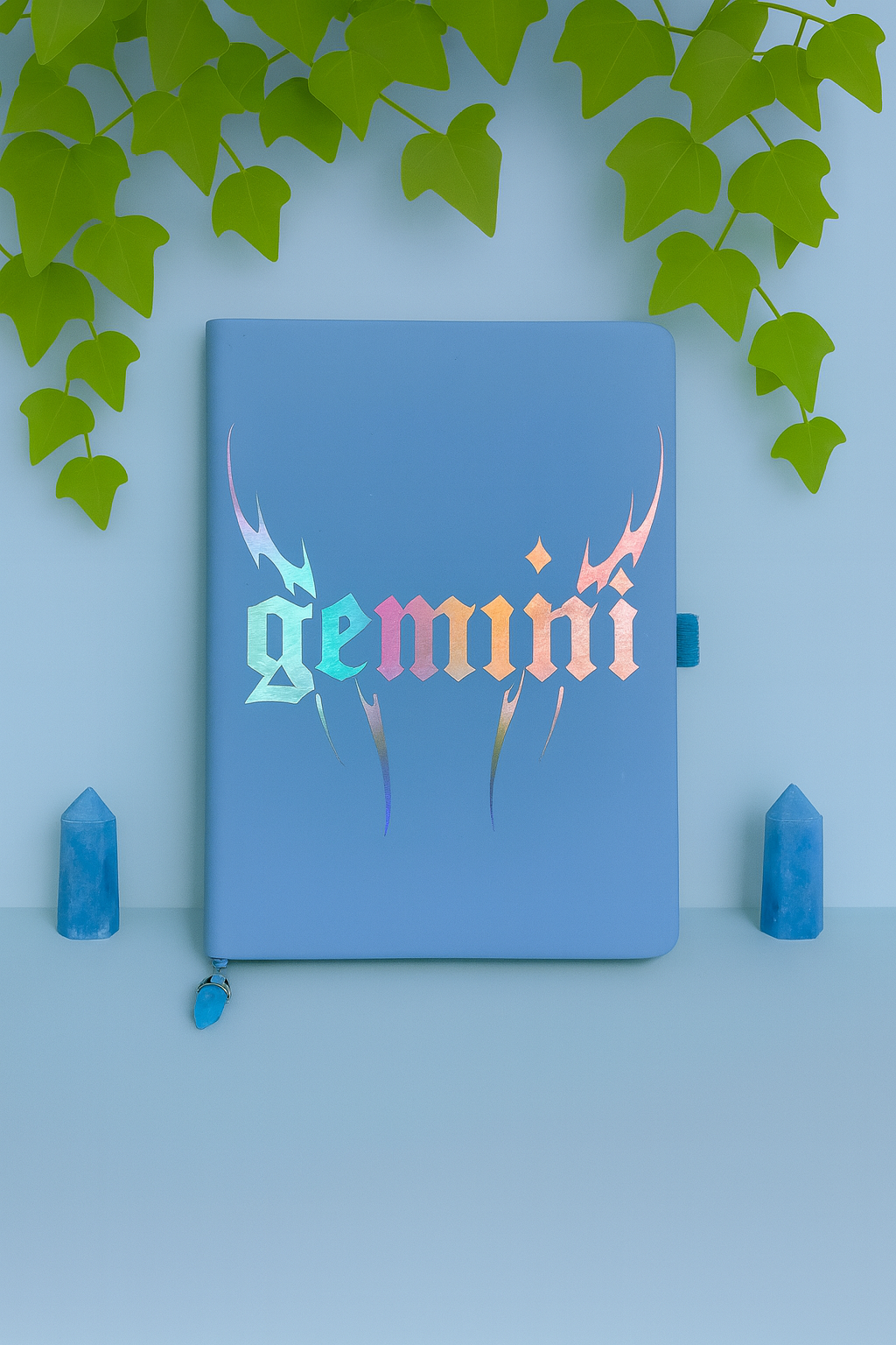 gemini zodiac journal with crystal bookmark