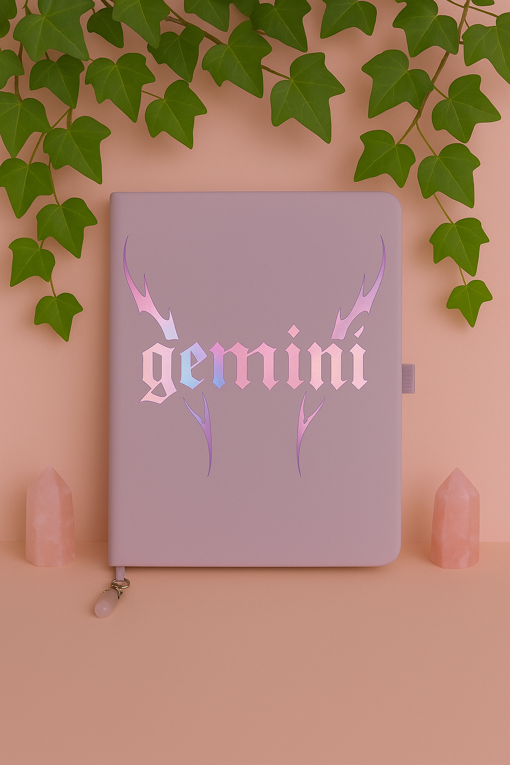 gemini zodiac journal with crystal bookmark
