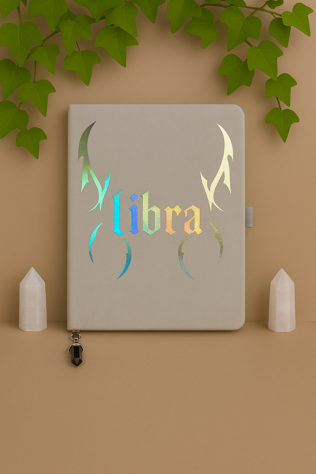 libra zodiac journal with crystal bookmark
