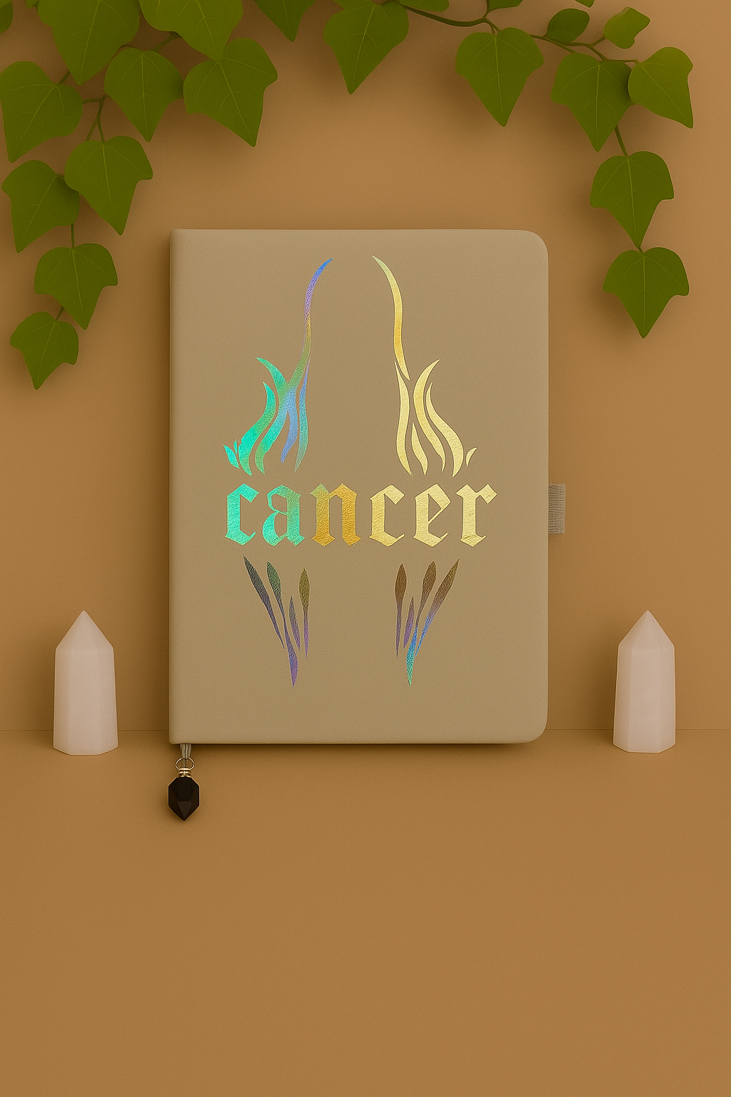 cancer zodiac journal with crystal bookmark