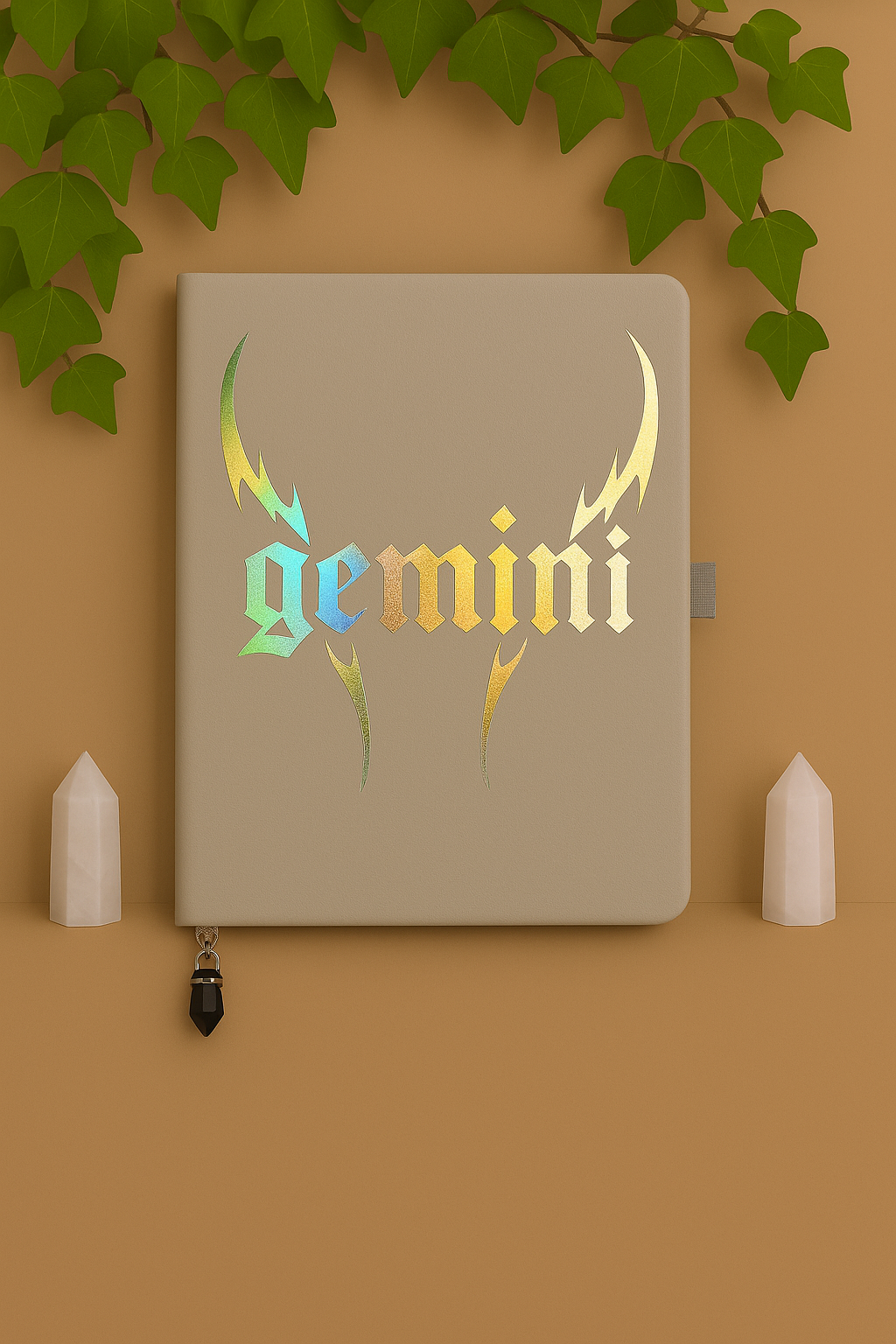 gemini zodiac journal with crystal bookmark