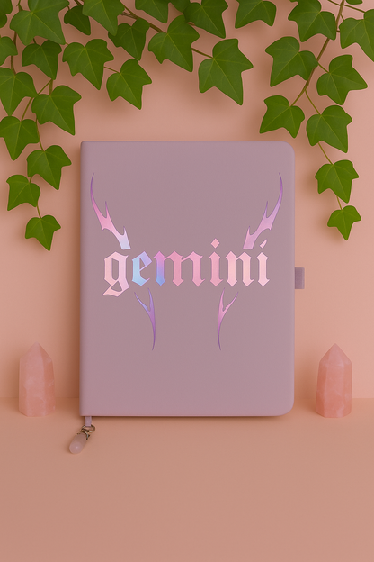 Gemini Zodiac Journal with Crystal Bookmark