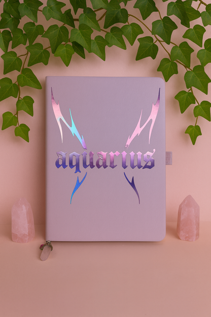 Aquarius Zodiac Journal with Crystal Bookmark
