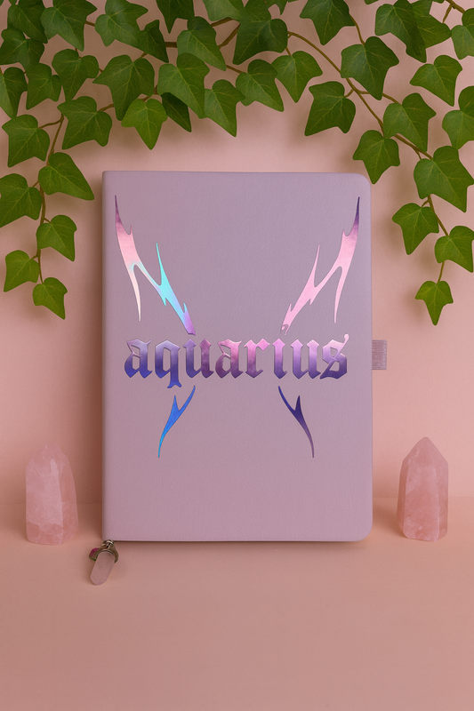 Aquarius Zodiac Journal with Crystal Bookmark