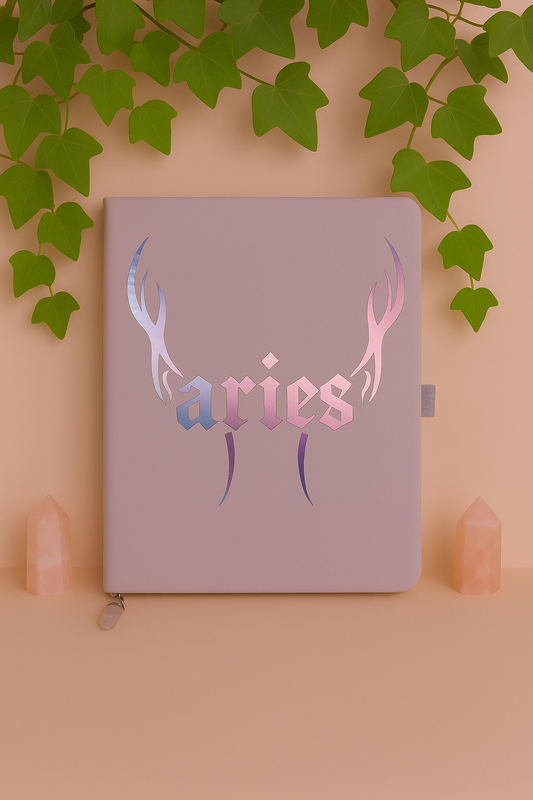 Aries Zodiac Journal with Crystal Bookmark