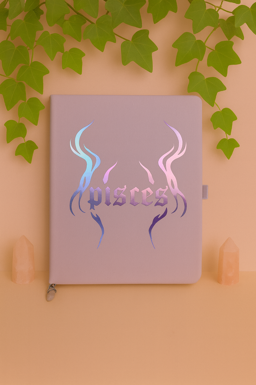 pisces zodiac journal with crystal bookmark