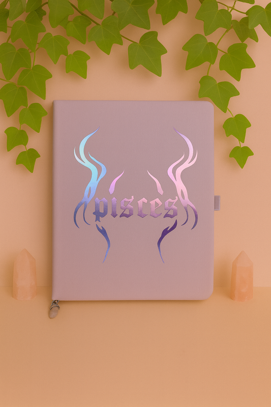 Pisces Zodiac Journal with Crystal Bookmark