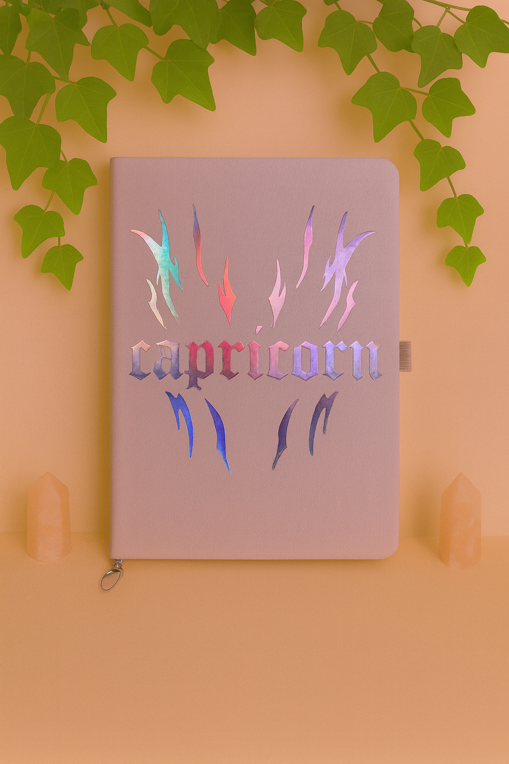 capricorn zodiac journal with crystal bookmark