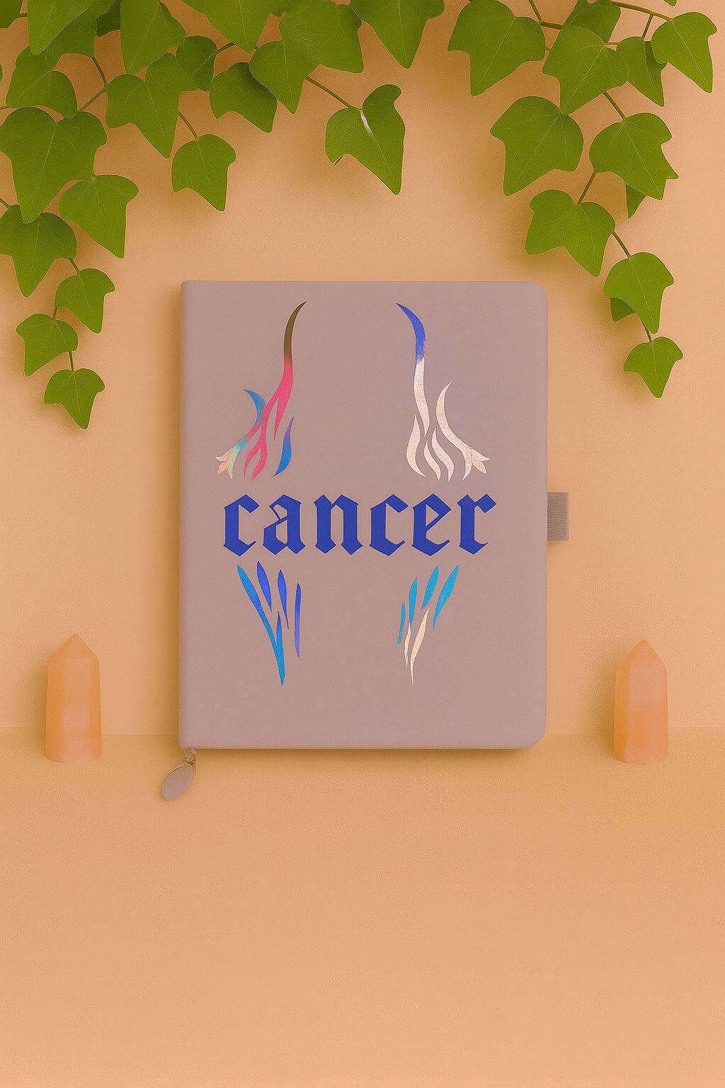 cancer zodiac journal with crystal bookmark