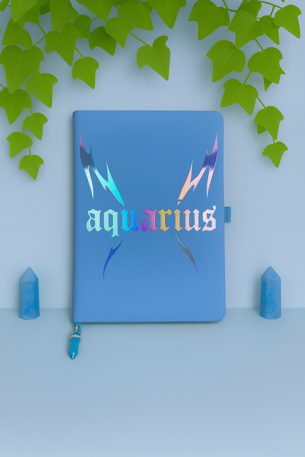 aquarius zodiac journal with crystal bookmark