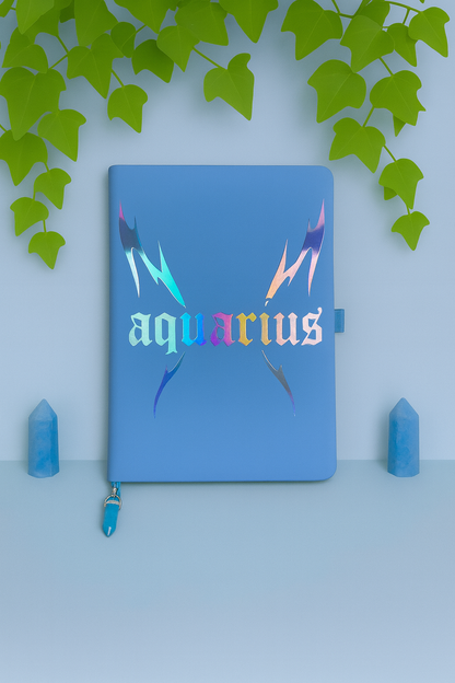 Aquarius Zodiac Journal with Crystal Bookmark