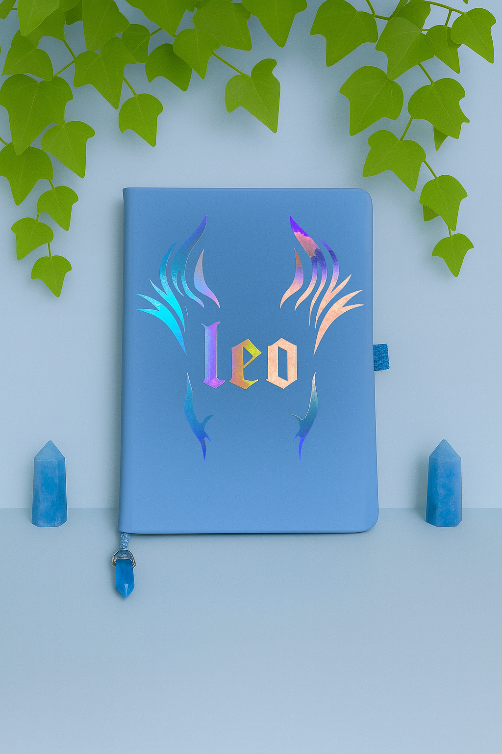 leo zodiac journal with crystal bookmark