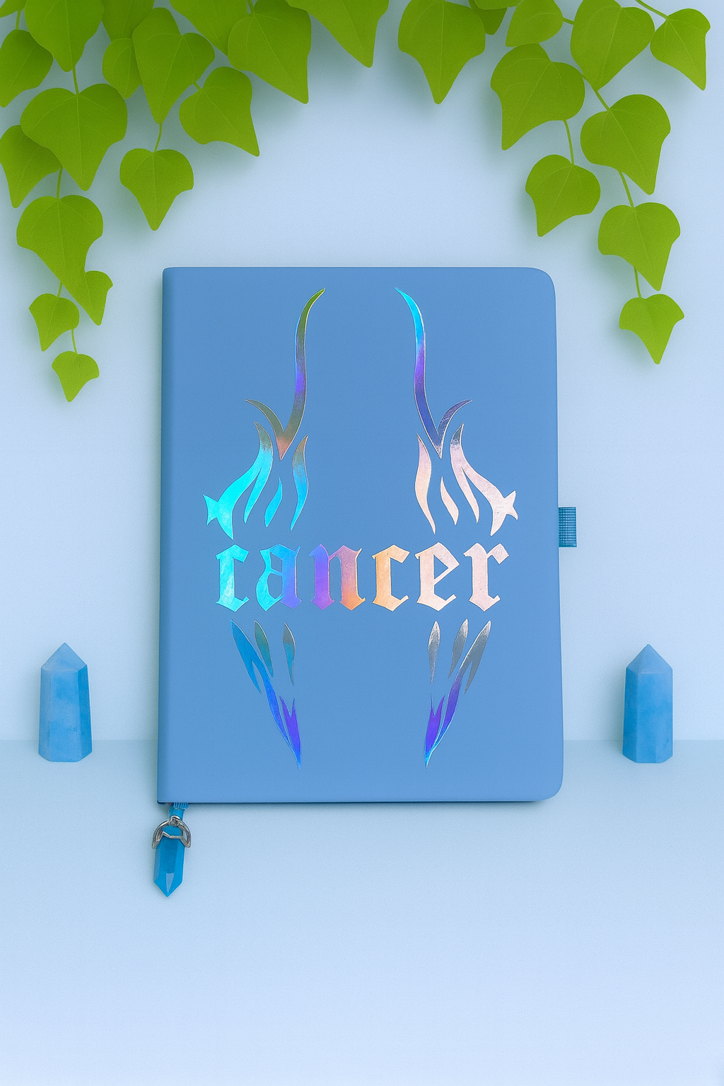 cancer zodiac journal with crystal bookmark