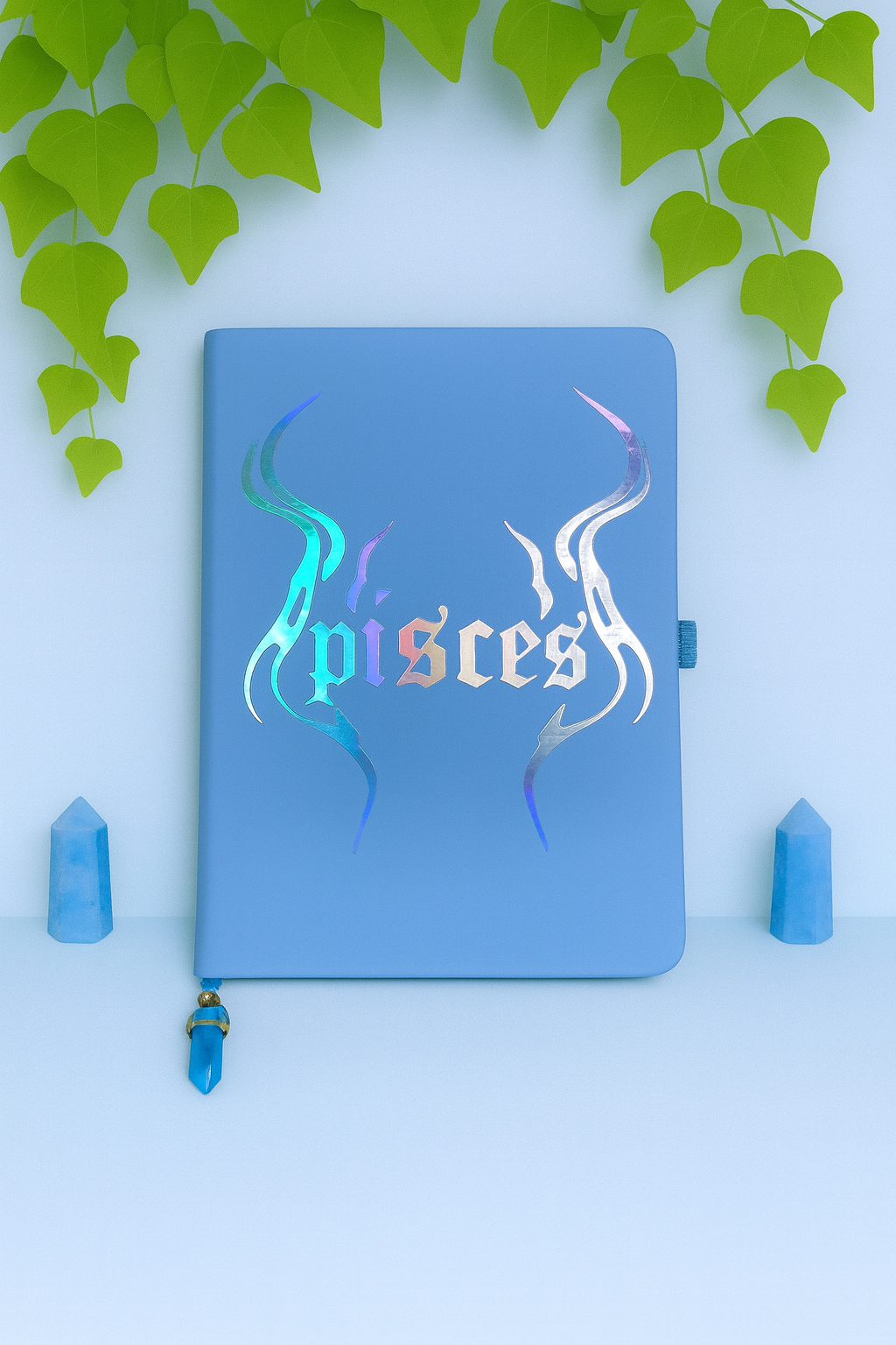pisces zodiac journal with crystal bookmark