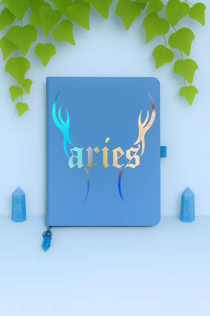 Aries Zodiac Journal with Crystal Bookmark