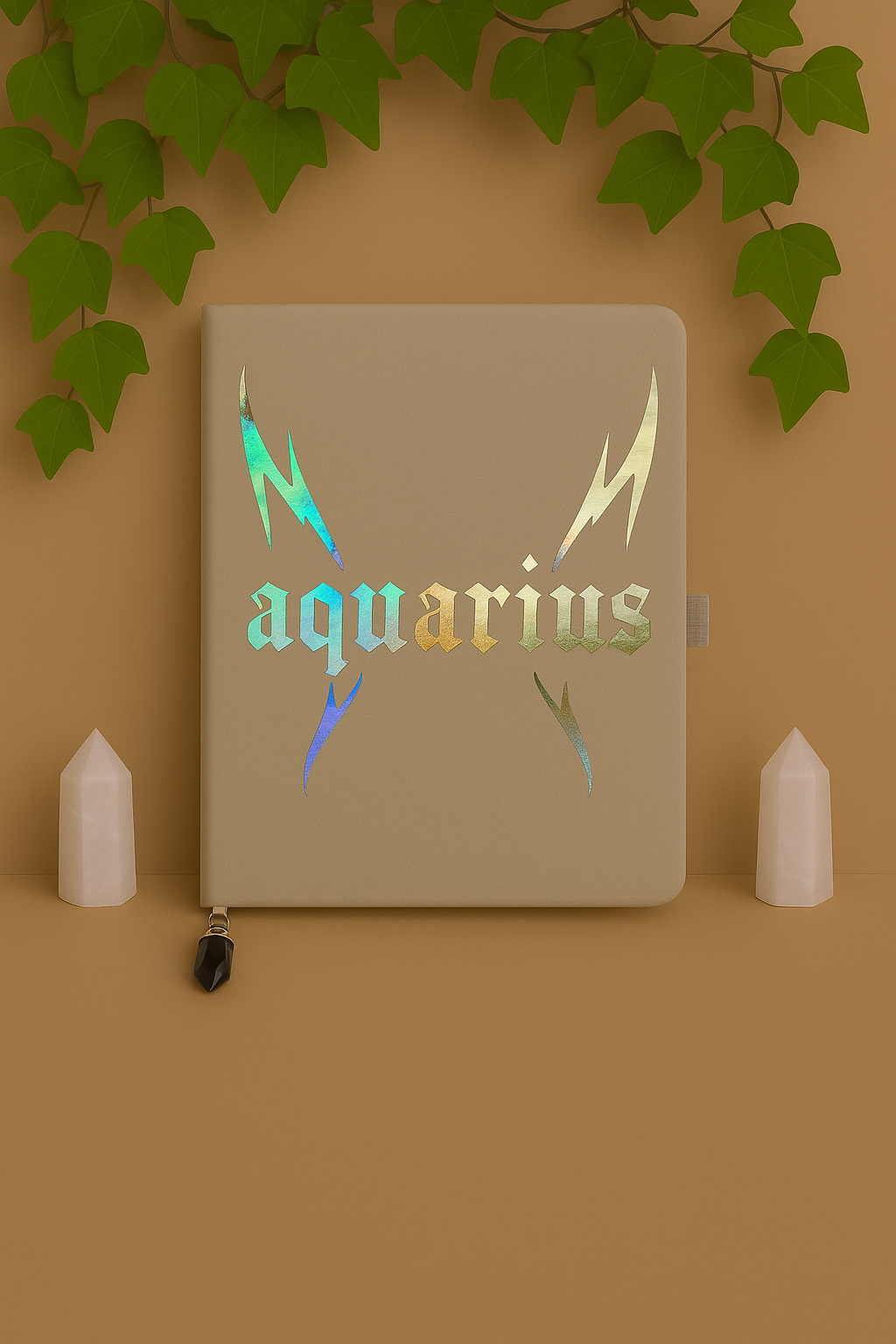 aquarius zodiac journal with crystal bookmark