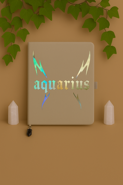 Aquarius Zodiac Journal with Crystal Bookmark