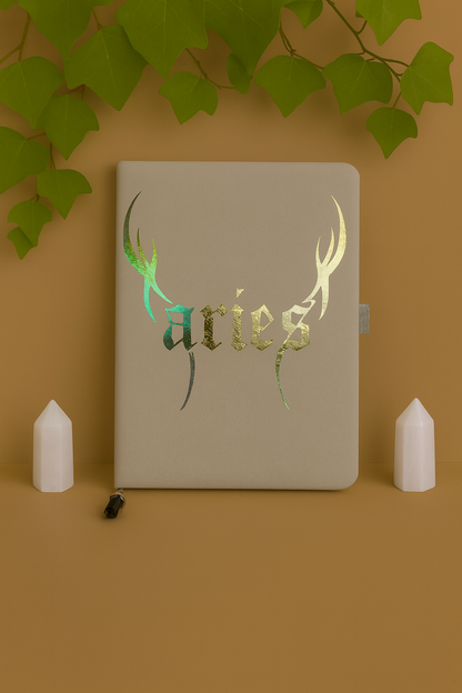 Aries Zodiac Journal with Crystal Bookmark
