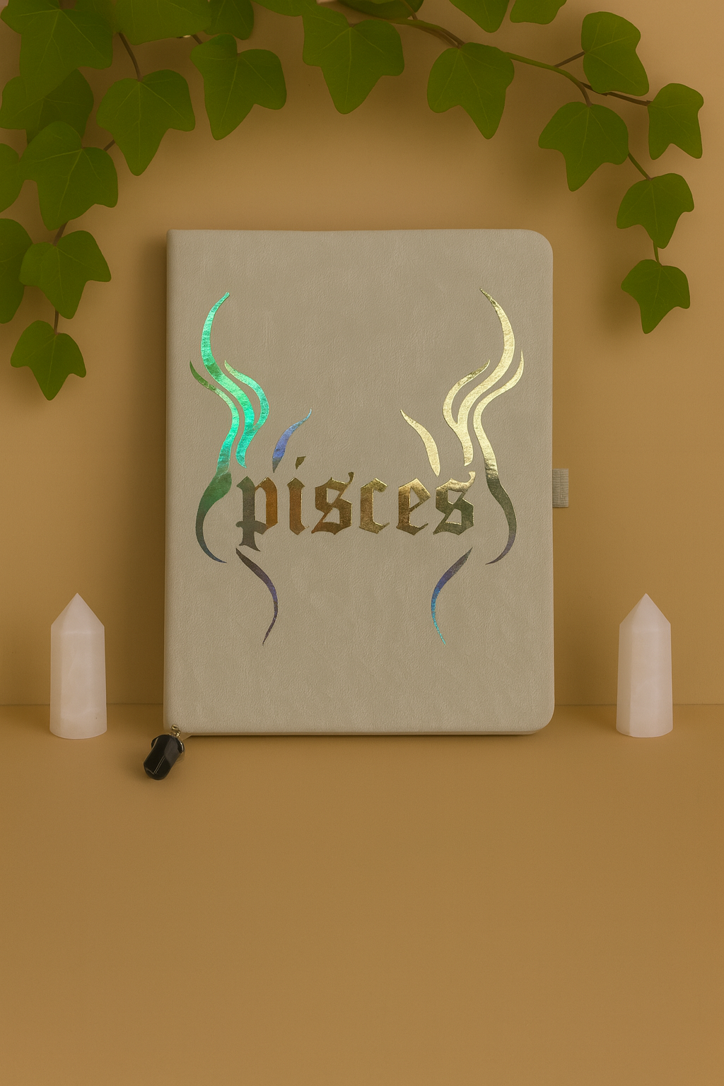 pisces zodiac journal with crystal bookmark