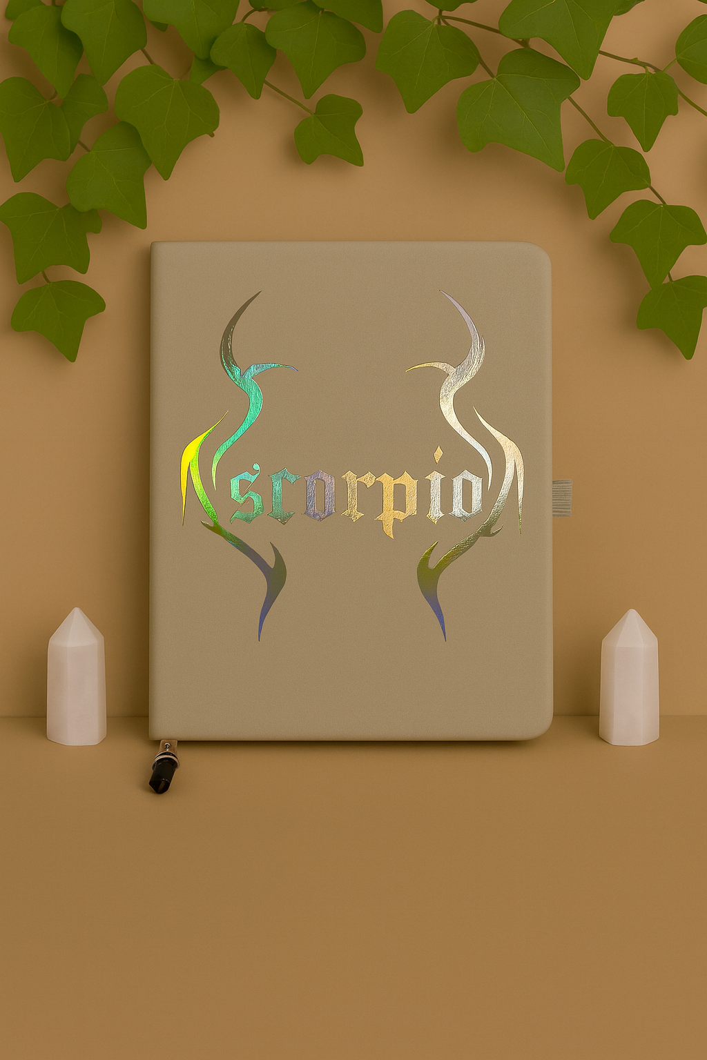 scorpio zodiac journal with crystal bookmark