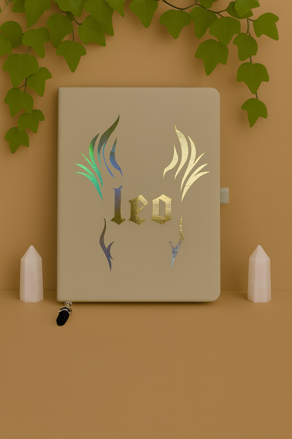 leo zodiac journal with crystal bookmark