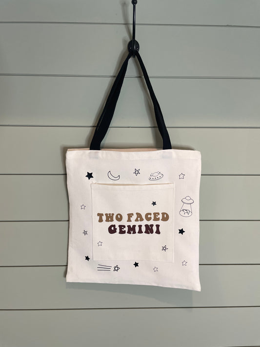 Two-Faced Gemini Tote Bag
